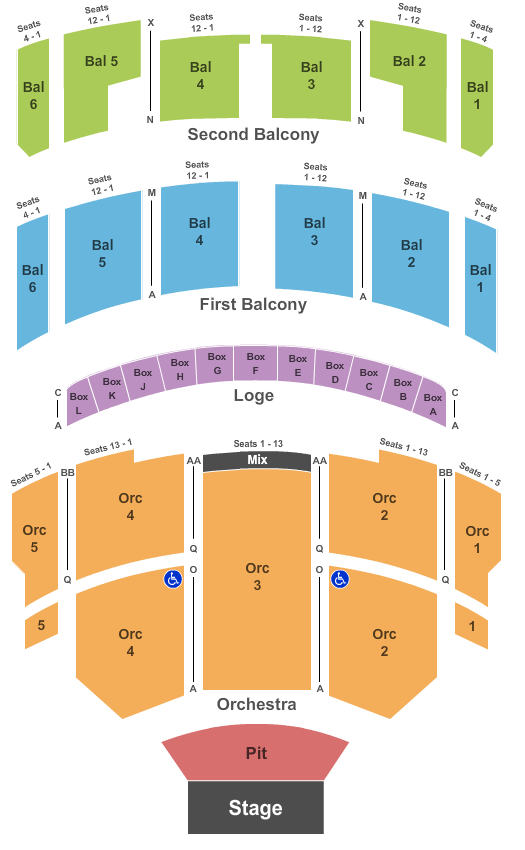 Taft Theatre Seating Chart