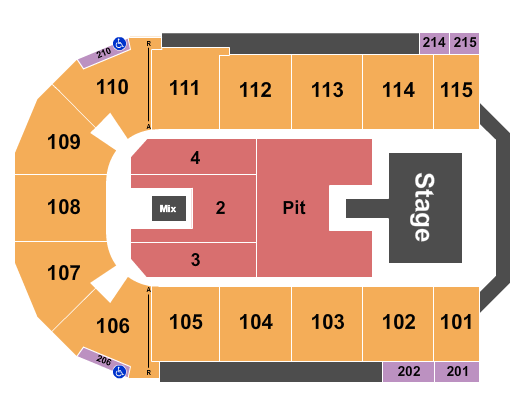 Tahoe Blue Event Center Seating Chart: Endstage Pit/Catwalk