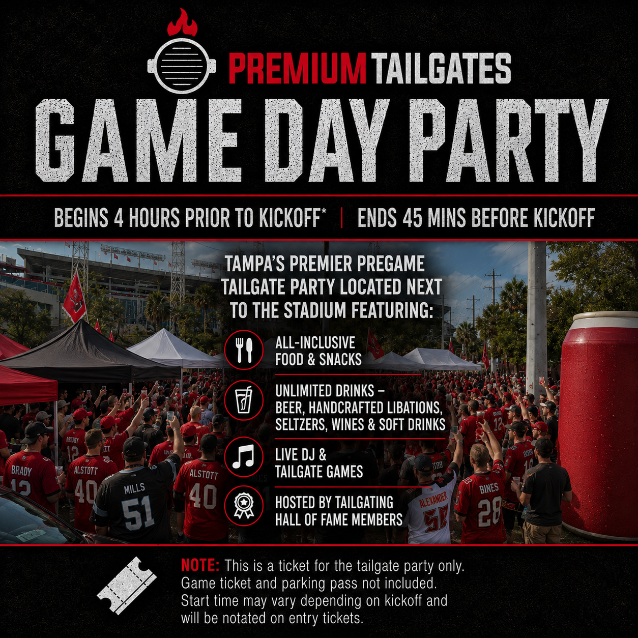 Premium Tailgate Lot - Tampa Seating Chart: Premium Tailgate