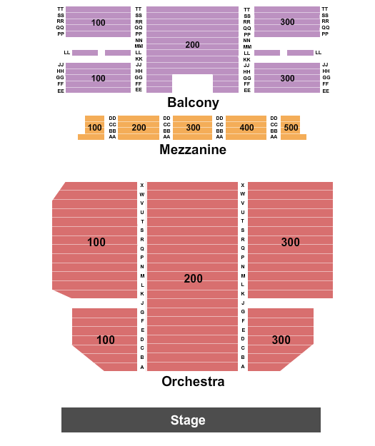 Tampa Theatre Seating Chart: End Stage