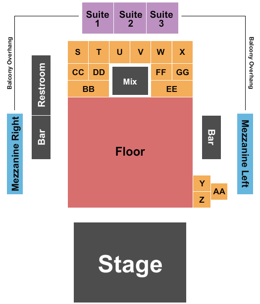 Tannahill's Tavern and Music Hall Seating Chart: Endstage 3