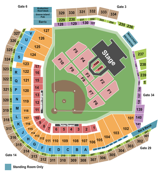 Target Field Seating Chart: Def Leppard