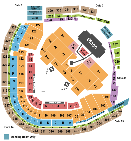 Target Field Seating Chart: Noah Kahan