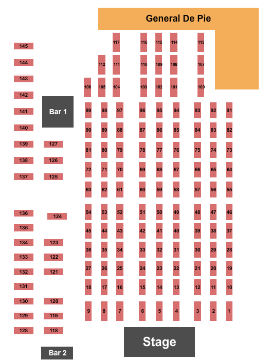 Tarima Producciones Seating Chart: Endstage Tables 2