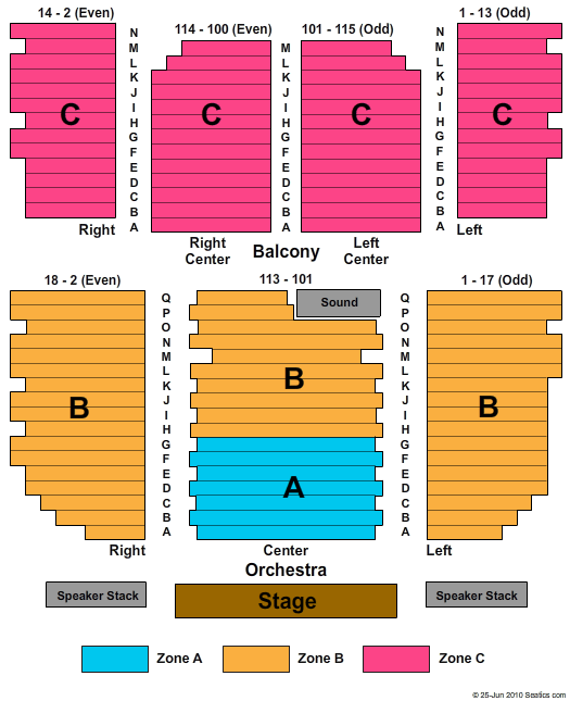 Tarrytown Music Hall Seating Chart: End Stage - IntZone