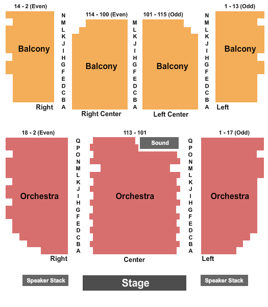 Tarrytown Music Hall Seating Chart: End Stage 2