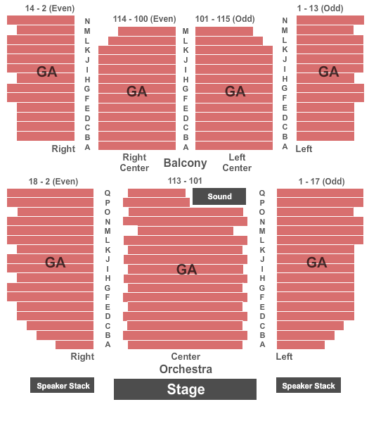 Tarrytown Music Hall Seating Chart: General Admission