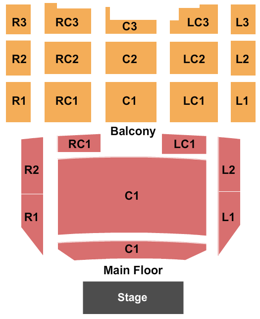 Templeton-Blackburn Alumni Memorial Auditorium Seating Chart: Endstage