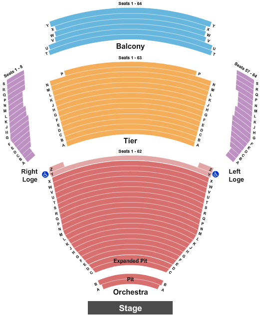 Tennessee Performing Arts Center - Andrew Jackson Hall Seating Chart: End Stage
