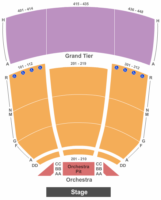 Tennessee Performing Arts Center - James K Polk Theater Seating Chart: End Stage