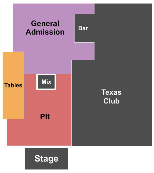 Texas Club Seating Chart: Pit/GA/Tables