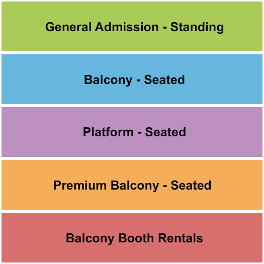 The Ardmore Music Hall Seating Chart: GA/Balcony/Platform 2