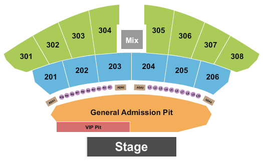 The Astro Amphitheater Seating Chart: GA & VIP Pit 5