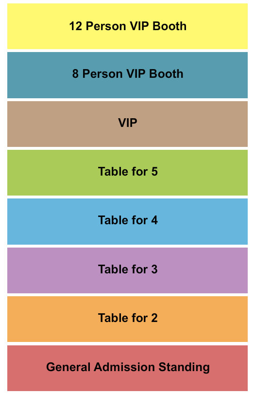 The Banyan Live Seating Chart: Endstage GA/Table/VIP/Booth