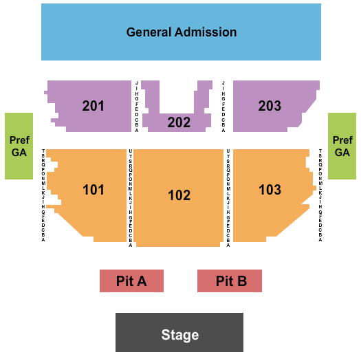 The Barnyard Entertainment Venue Seating Chart: End Stage Pits