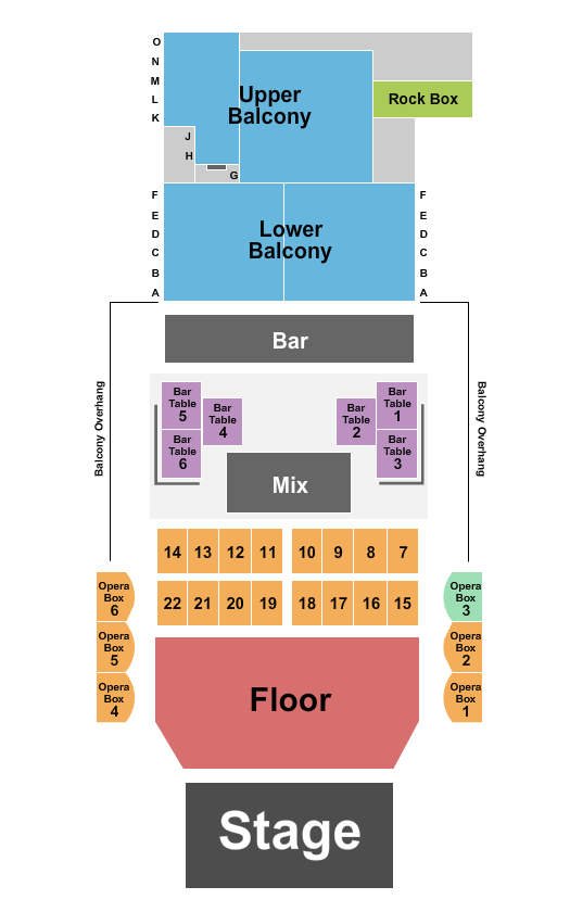 The Blue Note - MO Seating Chart: Endstage Tables GA Floor 2