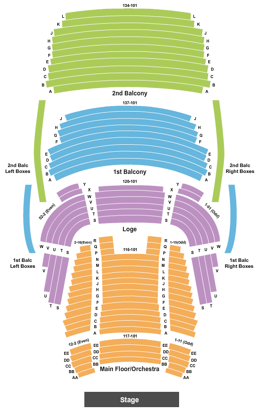 The Carson Center Seating Chart: End Stage No Pit