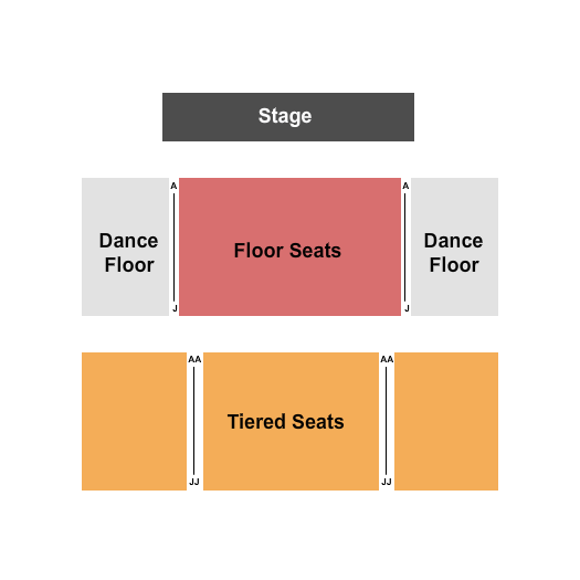The Center For The Arts - Grass Valley Seating Chart: Endstage Rsrv Flr/Tiered seats/Dance Flr L&R