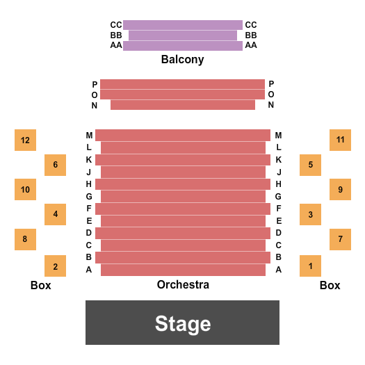 The Clarice Smith Performing Arts Center - Gildenhorn Recital Hall Seating Chart: End Stage