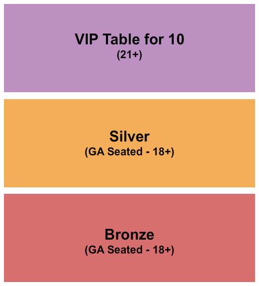 The Clubhouse Hamptons Seating Chart: Bronze/Silver/VIP Table