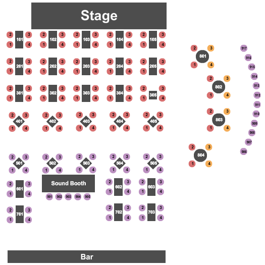 The Collective Encore Seating Chart: Floor/Bar/Booth Seating
