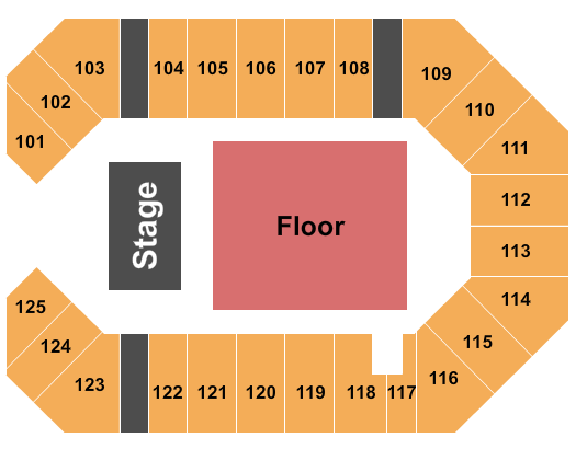 The Corbin Arena - KY Seating Chart: Endstage Floor