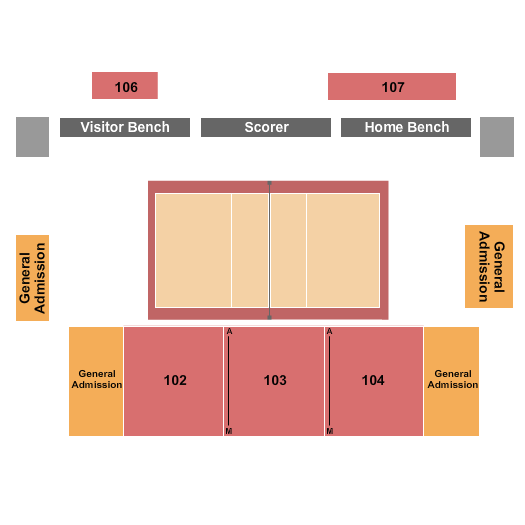 The Corral at The Yuengling Center Seating Chart: Volleyball