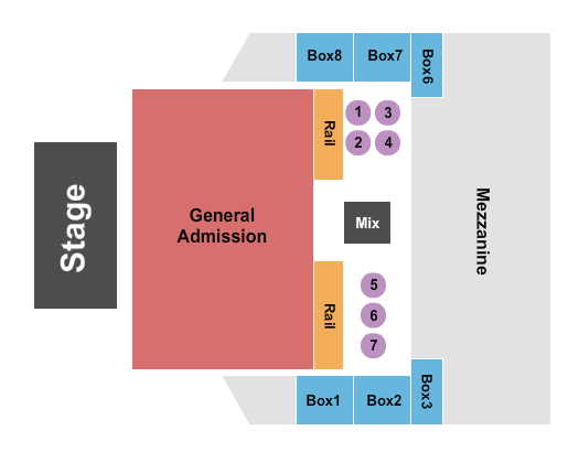 The Depot - Salt Lake City Seating Chart: Flr GA/Tables 1-7/Box 1-8