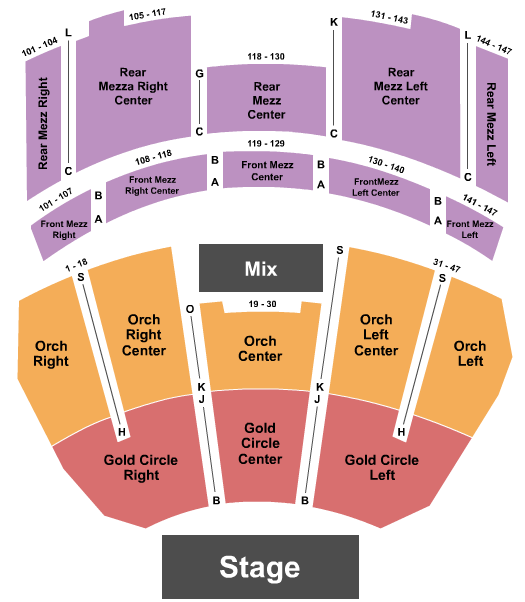 The Downtown Palace Theatre Seating Chart: GC/Orch/Mezz