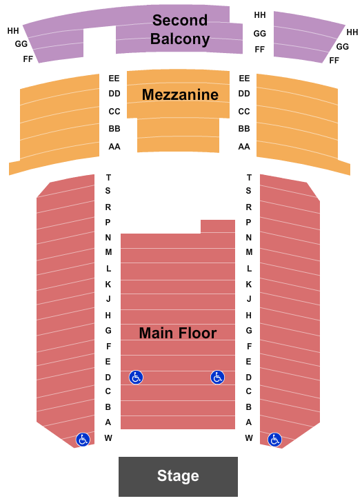 The Ellen Theatre Seating Chart: End Stage