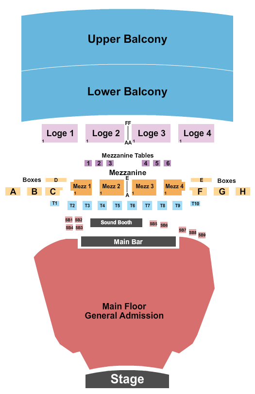 The Fillmore - Detroit Seating Chart: Endstage GA Floor/GA Balcony 2