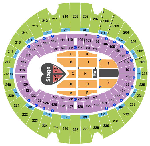 The Forum - Los Angeles Seating Chart: Pink
