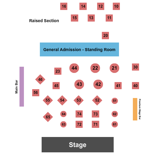 The Funky Biscuit Seating Chart: Endstage Tables