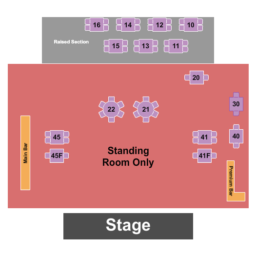 The Funky Biscuit Seating Chart: GA & Tables