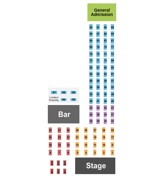The Grand Venue Event Center Seating Chart: Endstage Tables