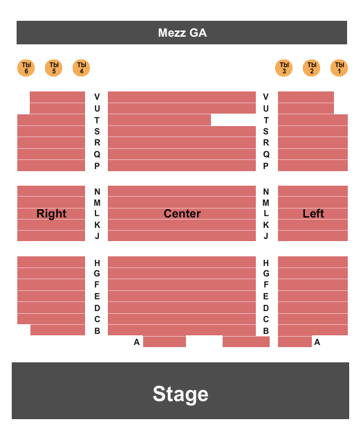 The Grand At Ritz Theater Seating Chart: Endstage with Tables