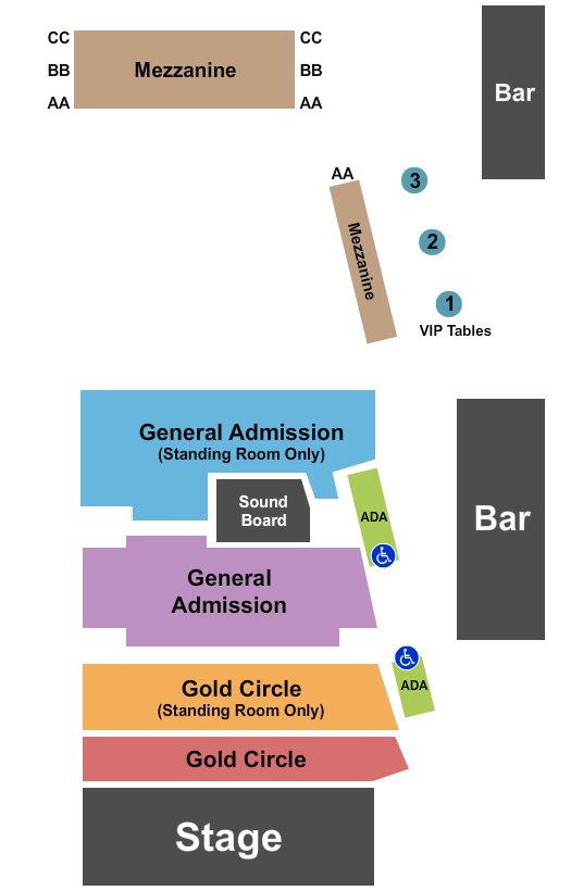 The Guild Theatre - Menlo Park Seating Chart: GC/GA/Mezz