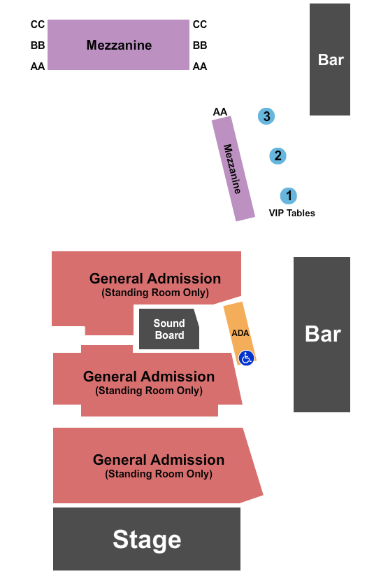 The Guild Theatre - Menlo Park Seating Chart: Mezz/GA/VIP Tables