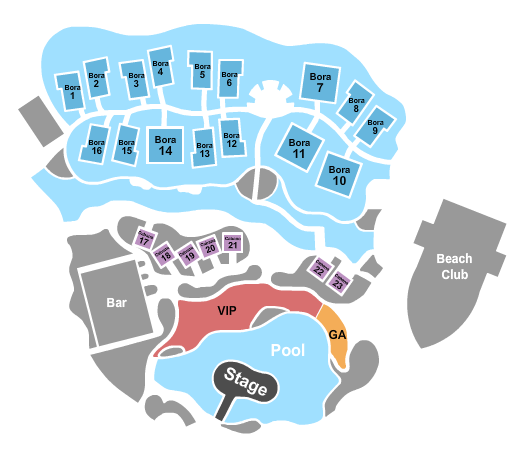 The Guitar Hotel Pool at Hard Rock Live Seating Chart