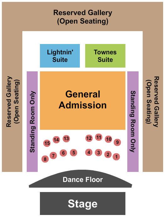 The Heights Seating Chart: Dance Floor/Tables/GA