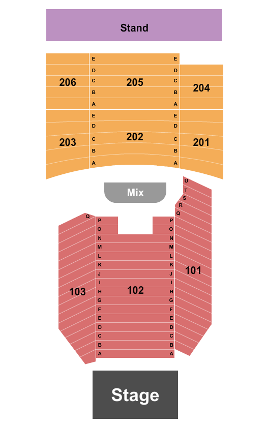 The Joy Theater Seating Chart: Endstage Reserved w/ Stand