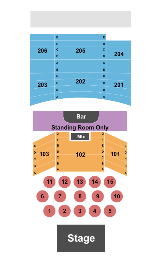 The Joy Theater Seating Chart: Endstage Tables 2