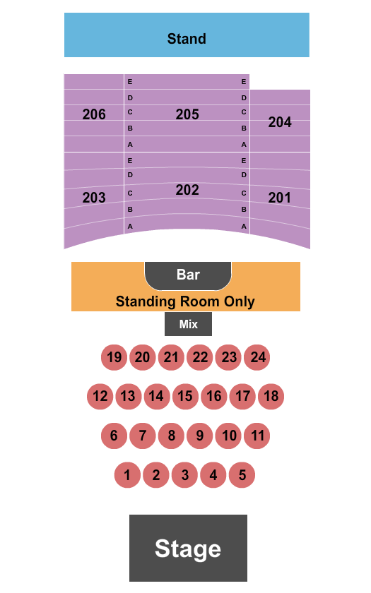 The Joy Theater Seating Chart: Endstage w/Tables