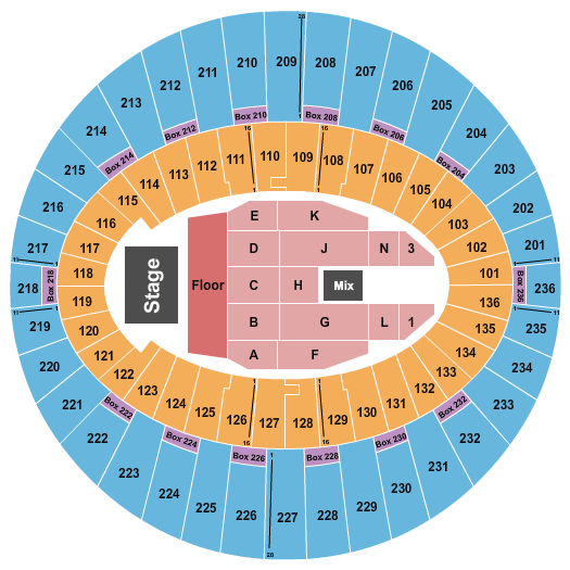 The Kia Forum Seating Chart: Endstage Pit 3
