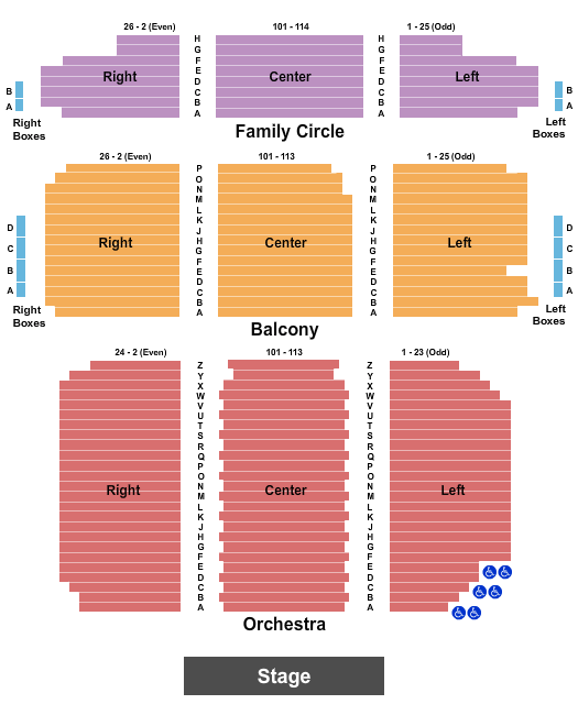 Miller Theater at The Kimmel Center Seating Chart: End Stage