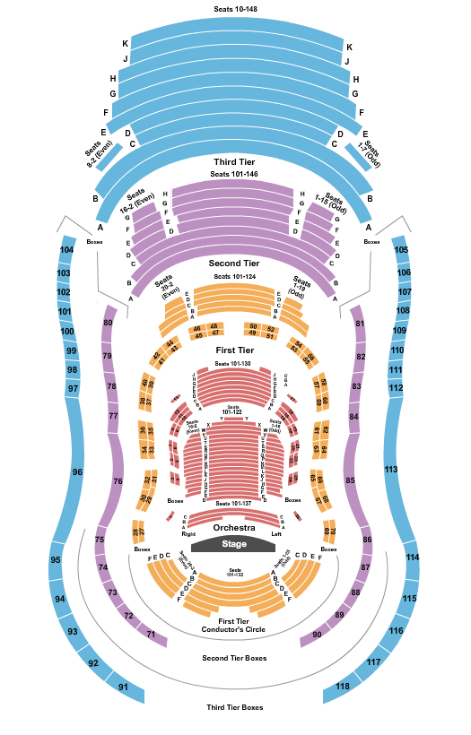 Verizon Hall at The Kimmel Center Seating Chart: End Stage