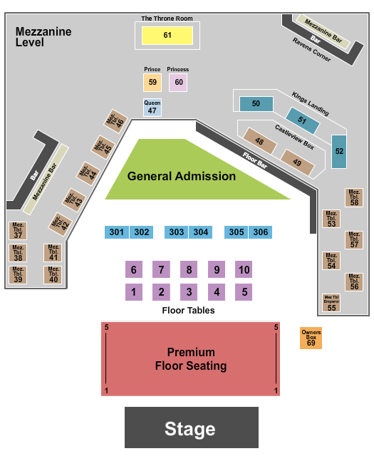 The King of Clubs - Columbus Seating Chart: Endstage Premium Floor 2