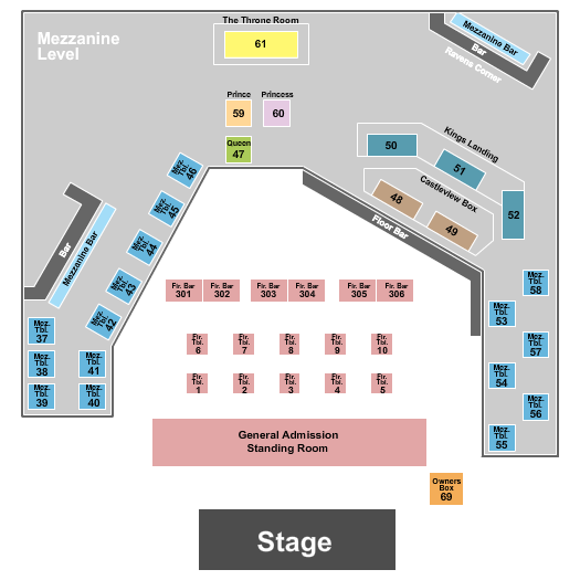 The King of Clubs - Columbus Seating Chart: Endstage SRO/Tables