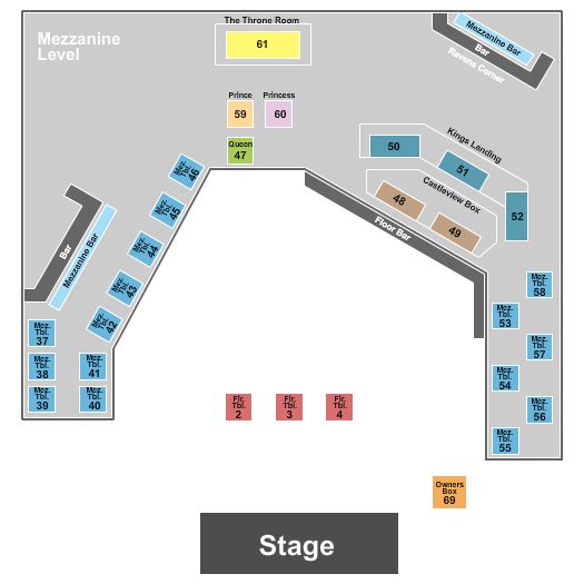 The King of Clubs - Columbus Seating Chart: Endstage Tables 3