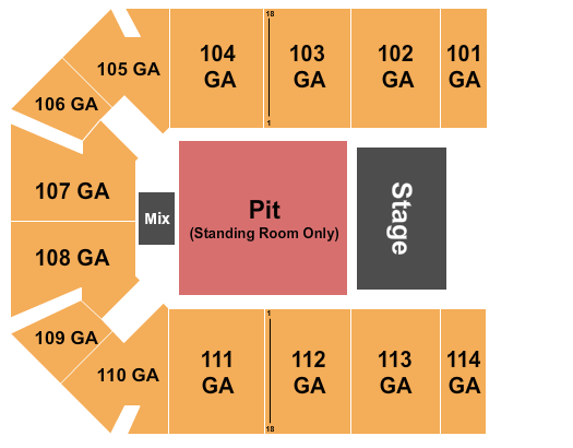 The Kovalchick Convention and Athletic Complex - Ed Fry Arena Seating Chart: Endstage SRO Pit